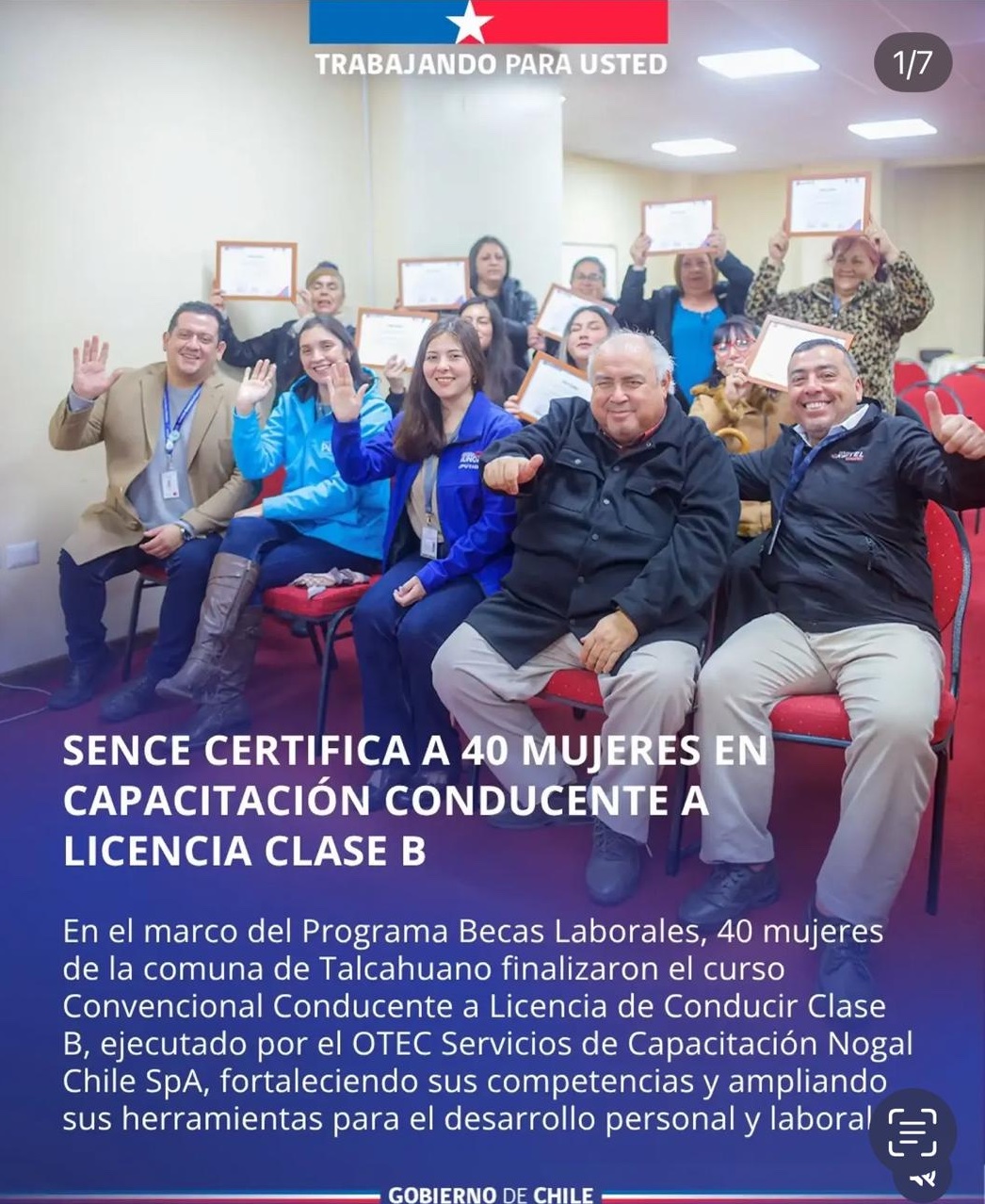 ICP - Nogal entregan 20 diplomas y licencias Conducir B a mujeres que aprueban curso de talcahuano