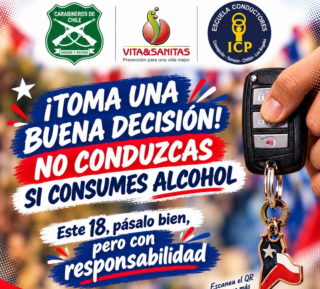 Campaña Consorcio ICP - Carabineros y ONG Vita&sanitas No consumas alcohol en Fiestas Patrias 
